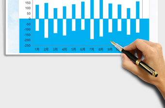 2025蓝白财务收入支出统计图表模板免费下载
