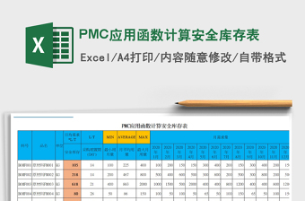 2024PMC应用函数计算安全库存表exce表格