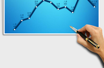 2025渐变蓝底粗边折线图免费下载