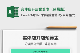 2025实体店开店预算表（简易版）免费下载