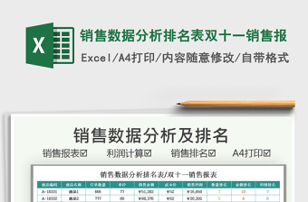 2025销售数据分析排名表双十一销售报免费下载