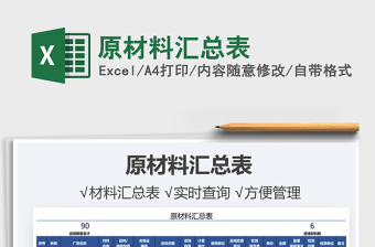 2025原材料汇总表免费下载