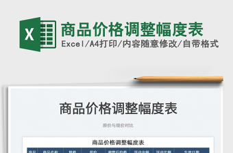 2025商品价格调整幅度表免费下载