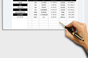 2025装修家具定制费用明细表免费下载