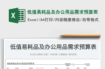 2025低值易耗品及办公用品需求预算表免费下载