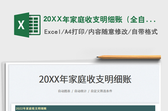 202520XX年家庭收支明细账（全自动）免费下载
