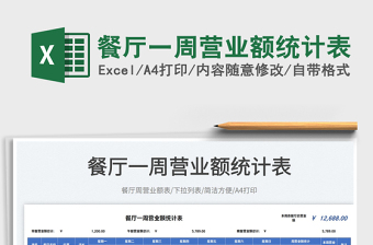 2025餐厅一周营业额统计表免费下载