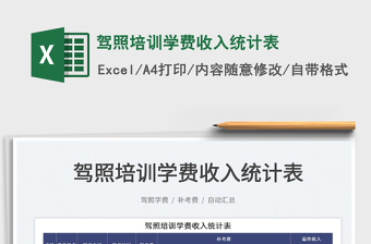 2025驾照培训学费收入统计表免费下载