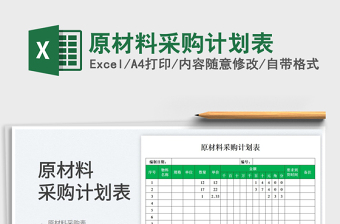 2025原材料采购计划表免费下载