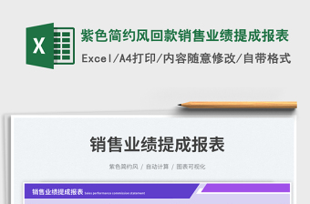 2025紫色简约风回款销售业绩提成报表