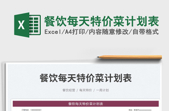 2025餐饮每天特价菜计划表