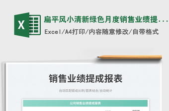 2025扁平风小清新绿色月度销售业绩提成报表