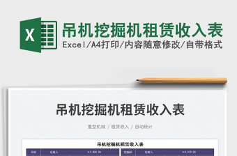 2025吊机挖掘机租赁收入表