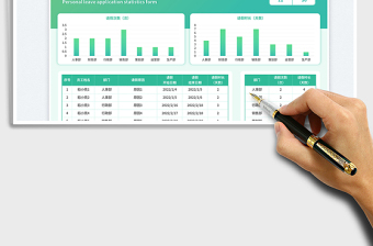 2025绿色简约风部门统计事假申请表免费下载