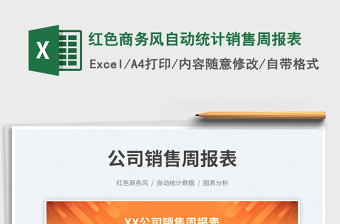2025红色商务风自动统计销售周报表免费下载