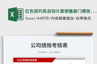 2025红色简约风自动计算销售部门绩效考核表免费下载