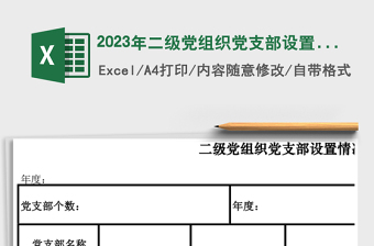 2025年二级党组织党支部设置情况统计表