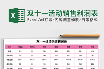 双十一活动销售利润表