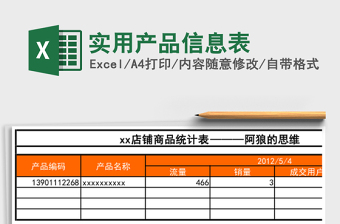 实用产品信息表