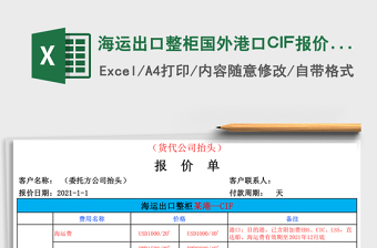 海运出口整柜国外港口CIF报价单
