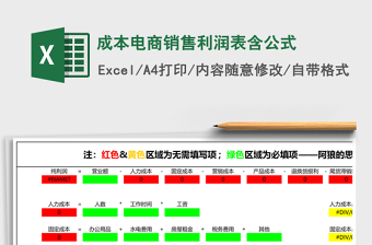 成本电商销售利润表含公式