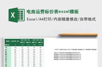 电商运费标价表excel模板