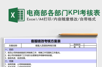 电商部各部门KPI考核表