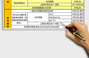电脑维护维修价格表Excel模板