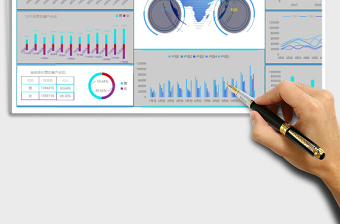 财务年终销售收支数据可视化看板模板
