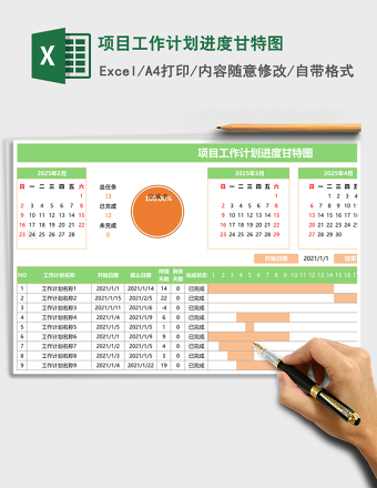 项目工作计划进度甘特图