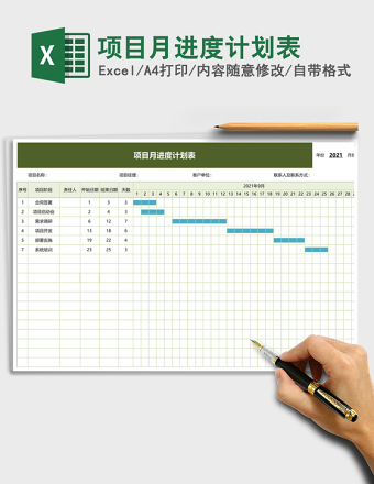 项目月进度计划表