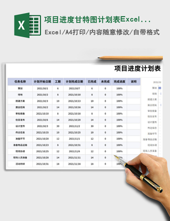 项目进度甘特图计划表Excel模板