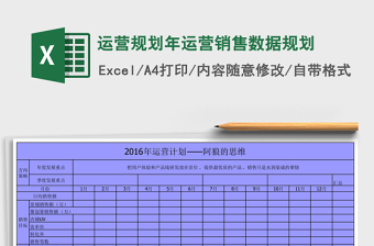 运营规划年运营销售数据规划