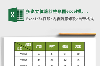 多彩立体簇状柱形图excel模板