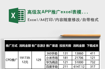 高级灰APP推广excel表模板