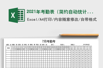 2025年考勤表（简约自动统计）