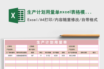 生产计划用量单excel模板