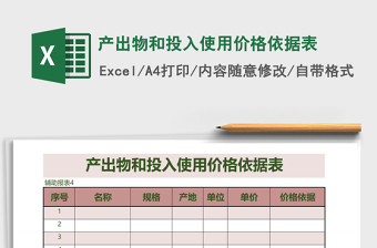 2025产出物和投入使用价格依据表