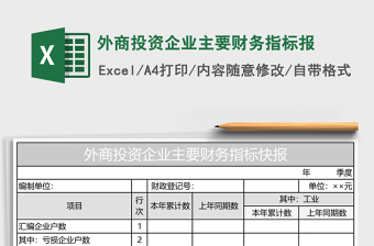 外商投资企业主要财务指标报