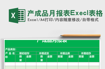 产成品月报表Execl表格