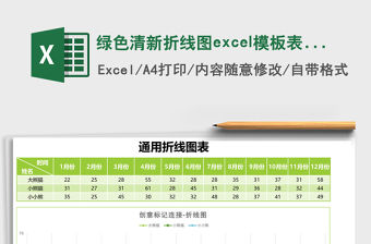 绿色清新折线图excel模板表格