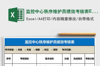 监控中心秩序维护员绩效考核表Excel表格