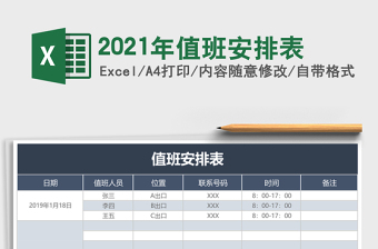 2025年值班安排表