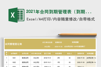 合同到期管理表（到期提醒）