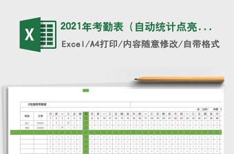 2025年考勤表（自动统计点亮行列）