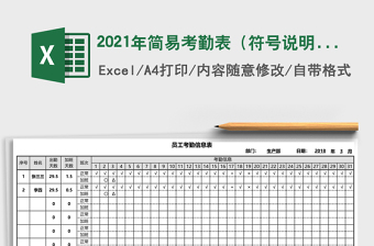 2025年简易考勤表（符号说明，自动统计，符号可定义）