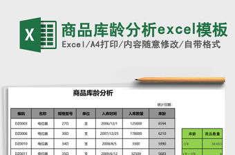 商品库龄分析excel模板