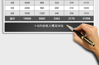 黑色半年个人收入分析表excel模板