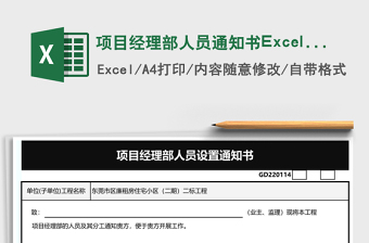 项目经理部人员通知书Excel表