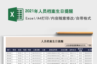 2025年人员档案生日提醒